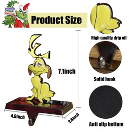 NIGHT-GRING Christmas Stocking Holder - Set of 4 Stocking Hangers Christmas Thief, Christmas Tree, Dog, Girl Christmas Stocking Hooks Christmas Decoration for Fireplace, Shelf,Staircases