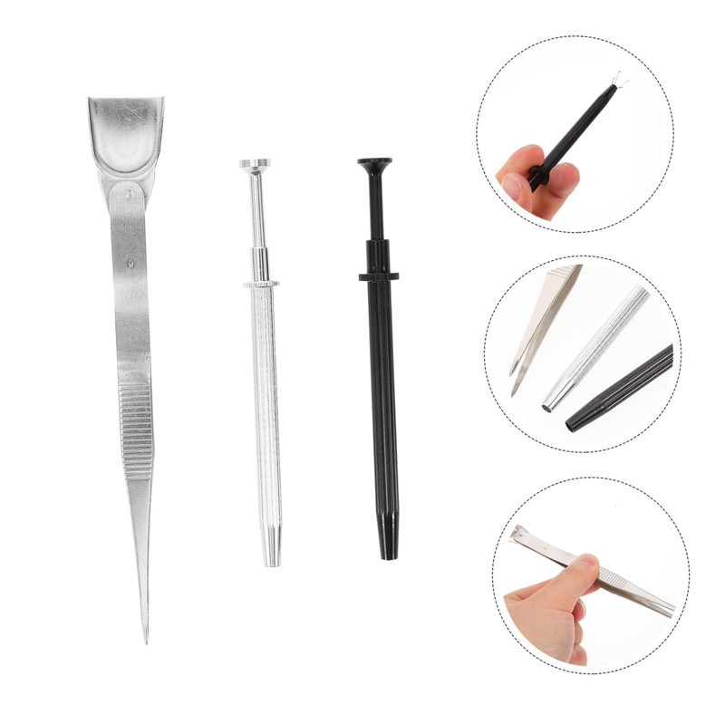 STOBOK Long Tweezer Jewelry Craft Tool Set Stainless Steel Nonslip