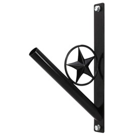 Anley Iron Star Flag Pole Holder - Wrought Iron Flag Pole Bracket - Heavy Duty & Weather Resistant, Texas Star Wall Mounting Bracket with Black Matte Coating for House Yard Garden Flagpole