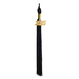 GraduatePro Graduation Tassel with 2025 Gold Year Charm for College High School Party Graduate Cap Black