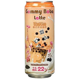 O's Bubble Gummy Boba Latte Canned Bubble Tea Drink With Chewy Boba Pearls (Konjac), 22% whole milk blend, 470ml(15.9 fl oz/can), THAI TEA, (Pack of 12)