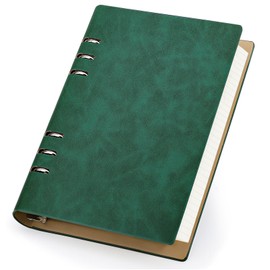 Yarotm Ring Binder A5 Refillable - Notebook A5 Checked 14 x 21 cm - Loose Leaf Binder Notebook Leather PU - 100 GSM Checked 5 mm Notepad A5-150 Sheets Diary Travel Diary Organiser Green