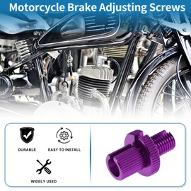 A ABSOPRO Motorcycle Brake Lever Barrel Adjusters Screws M10 Motorcycle Brake Adjusting Screws Purple 2 Pcs