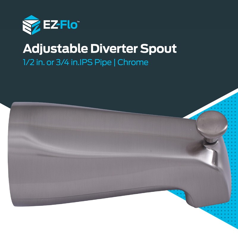 EZ-FLO 15084 Adjustable Diverter Spout, 5-3/8 inch Length, Chrome