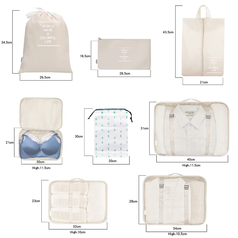 12Pcs Packing Travel Cubes for Suitcase Luggage Organizers with 5