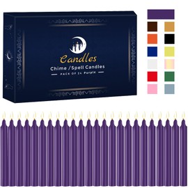 24 Pack Purple Spell Chime Candles – Premium Mini Unscented Taper Candles for Rituals, Prayer, Birthdays, Meditation, Altar, Spells, Chime Candles - 4 Inch Tall - Ideal for Witches