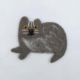 Cat Felt Wool Coasters for Drinks, Cute Kitten Coasters, Moisture Absorbent Drink Coasters for Coffee Table, Office or Home Dining Table (Grey)