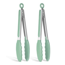 SINMONS Cooking Tongs, Stainless Steel, Nylon, Heat-Resistant Cookware, 500°F Compatible, Lockable Storage, Dishwasher Safe, Grilled Meat Tongs, For Barbecues, Non-slip Design, Set of 2, Commercial