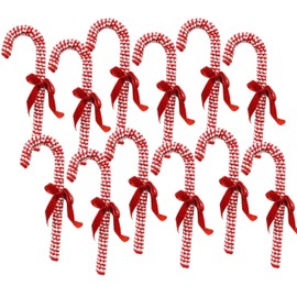 A&B Home Set of 12 Red and White Candy Cane Ornaments - Decorative Fabric Candy Cane with Ribbon Hanging Ornaments, Christmas Tree Decoration Mantel Wreath Tabletop Accent, 12" x 5.9" x 0.8"