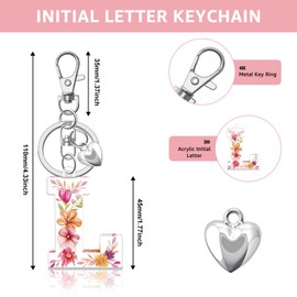 YaeYur Initial Keychain for Women Alphabet Letter Keychains Acrylic Alphabet A-Z Initial Keychain with Cute Heart Shape Pendant for Purse Car Key (Letter L)