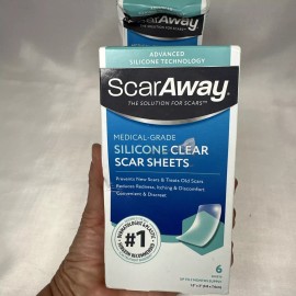ScarAway 2 ScarAway Silicone Scar Sheets 2 x 6 =12 Reusable 1.5"x3" Sheets Pack Of 2