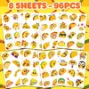 96 PCS Taco Mexican Fiesta Pre-Cut Temporary Tattoos for Kids