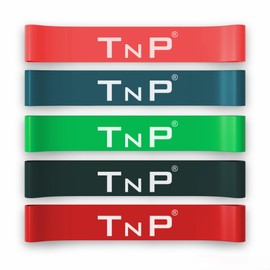 TnP Resistance Bands, Skin-Friendly Resistance Fitness Exercise Loop Bands with Choice of Resistance Levels - for Women and Men- Ideal for Home, Gym, Yoga, Training, Stretch Loop Physio (5 - Pack)
