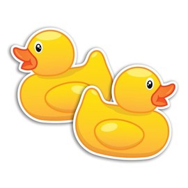 2 x 10cm Rubber Ducks Vinyl Stickers - Yellow Toys Kids Bath Duckies Cute Duck Funny Novelty Animal Cartoon Decal Scrapbook Sticker #81540