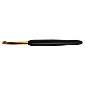 KNITPRO 30803 Crochet Hook with Soft Grip Handles, 3 mm Plastic/Aluminium Black/Gold, 20 x 5 x 1 cm