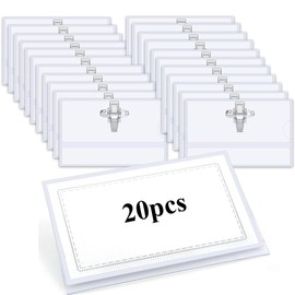 IYUXIHQ 20 PCS Name Badges for Work with Crocodile Clip and Secure PIN, 9X5.6CM Professional Name TAG Clothes Name Labels Badge Holder Conference Staff Badge Horizontal ID Holders for Office School