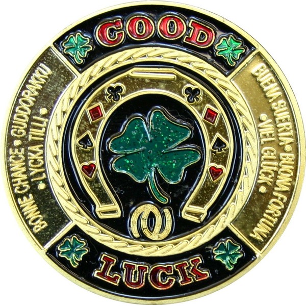 Poker Card Guards – portafortuna – Good Luck – 13 altri motivi in bronzo massiccio