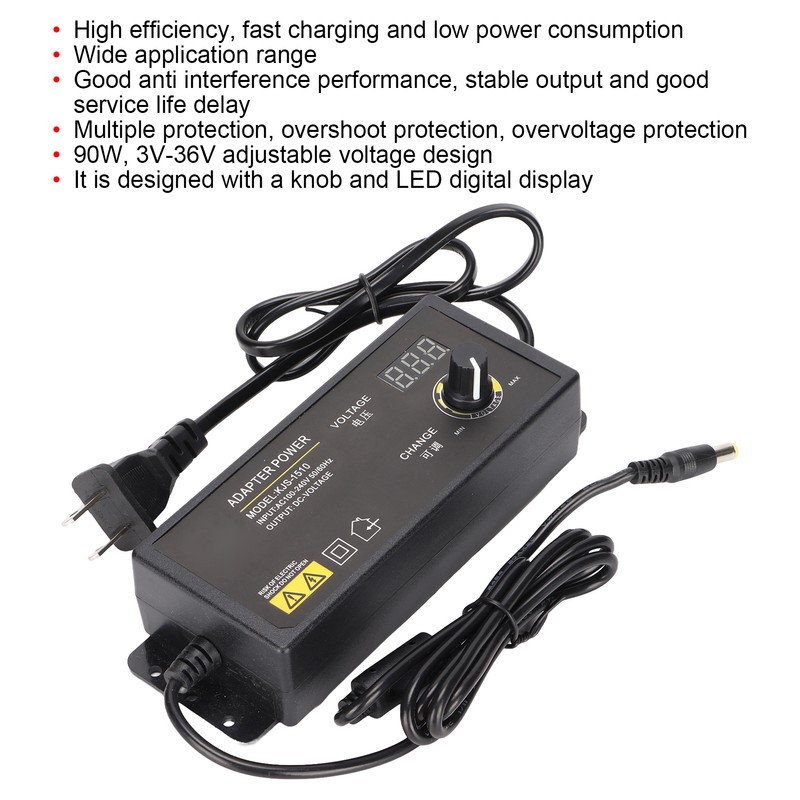 Power Adapter Adjustable Voltage Speed Regulation 90W 2.5A 3-36V LED