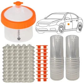 Sagola Disposable Paint Cups – 100ml | Pack of 50 | 125µm Filter | ABS Recyclable Plastic | Compatible with Most Spray Guns | Ideal for Automotive Painters
