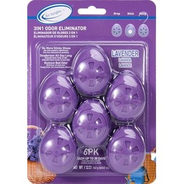 Air Jungles 3-in-1 Lavender Scent Odor Eliminator Balls, 6 Count, Deodorizing and Odor Remover Balls for Shoes, Gym Bags, Lockers, Closets, and Drawers, Essential Oil Air Freshener Twist Ball