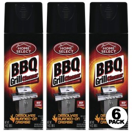 Home Select BARBECUE BBQ GRILL CLEANER SPRAY GREASE DISSOLVES BURNED-ON 10 oz (6 PACK)