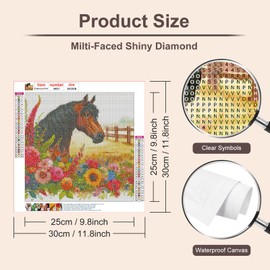 Anuver Diamond Painting Kits for Adults, 5D DIY Horse Diamond Art kits for Beginners, Full Drill Diamond Painting Kits for Home Wall Decor, Flower, 12x12 Inch