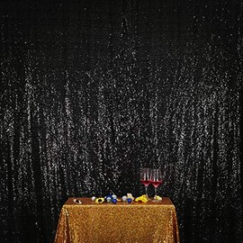 SquarePie Sequin Backdrop 6FT x 8FT Black Curtain Background for Wedding Party Christmas