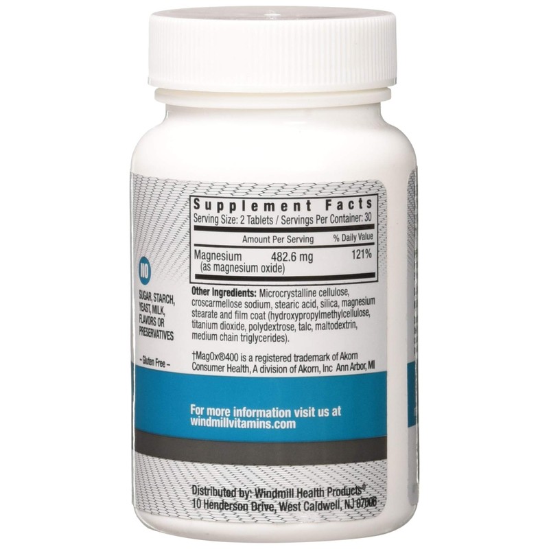 Windmill Natural Vitamins Magnesium Oxide 400 mg, Immune Support, Supports