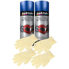 Dupli-Color Ocean Blue Metal Specks Spray Paint (11 oz) Bundle With Latex Gloves (6 Items)