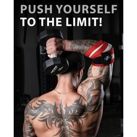 kcross Elbow Wraps for Weightlifting, 47" Strengthening support Elbow Sleeve Weightlifting (1 Pair) for Powerlifting, Bench Press, Gym Workout (Red White Striped)