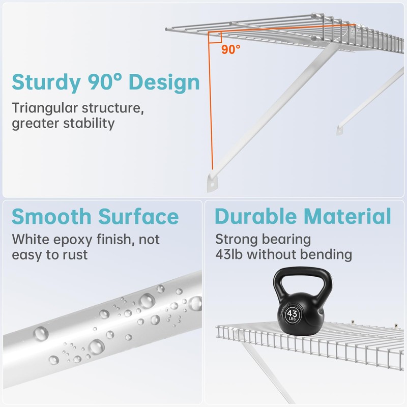 12 Inch Wire Shelf Brackets Set, 4 Wire Rack Support