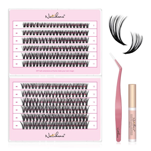 NATUHANA DIY Eyelash Extension Kit, 30P Volume Lash Cluster, 8-15