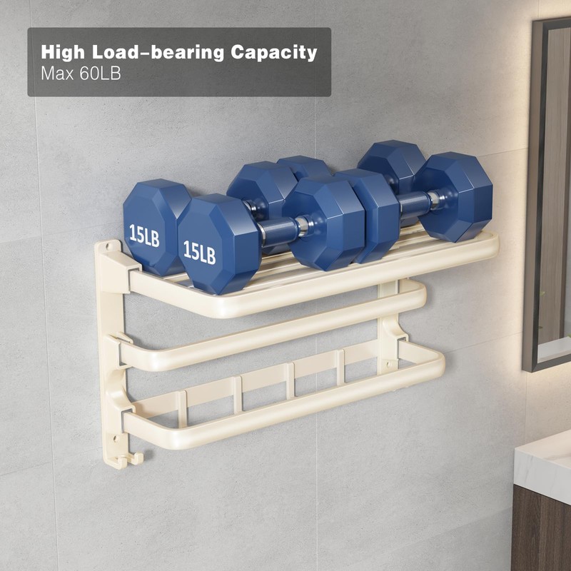 VOLDRA Towel Racks for Bathroom, 24-Inch Towel Shelf with 2