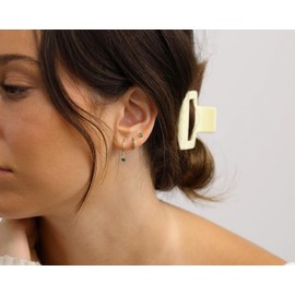 ASCOMY Gold Earrings for Women Gold Earrings Set 14K Gold Plated 3 Pairs Cubic Zircon Earrings Green CZ Hoop Earrings Lightweight Hypoallergenic Earring Jewelry Gifts for Women