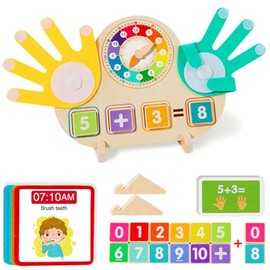 Juguetes educativos 2 en 1 Manipulativos matemáticos Bloques de conteo numérico y reloj didáctico para niños, juguetes de aprendizaje preescolar para niños pequeños de 3 a 5 años, juguetes