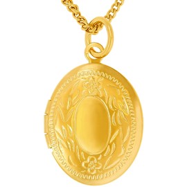 LIFETIME JEWELRY Locket Necklace That Holds Pictures [ Oval Gold Locket ] Jewelry for Women - Up to 20X More 24k Plating Than Other Photo Lockets (Locket & Chain)