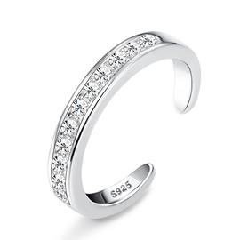 Thunaraz 925 Sterling Silver Open Toe Rings for Women 18K White Gold Plated Arrow Heart Knot Infinity Link Adjustable Band Rings Finger Foot Jewelry CZ