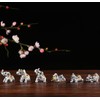 Silver Resin Small Elephants Statues Home Decor Collection Gift Set