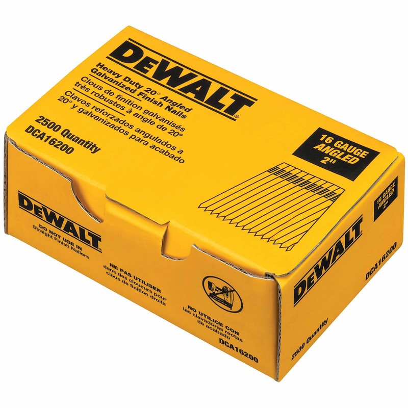 DEWALT Finish Nails, 20-Degree, 2-Inch, 16GA, 2500-Pack (DCA16200)