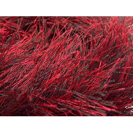Red Black Extra Long Eyelash Yarn Ice Luxurious Fun Fur 50 Grams, 38 Yards