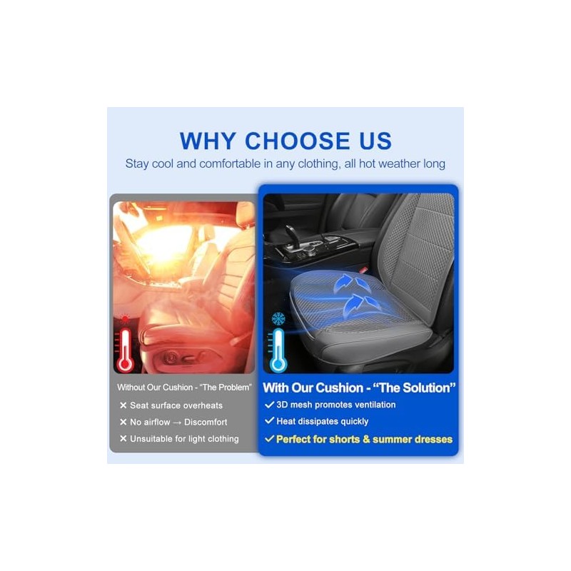 Ventilated Cooling Car Seat Cover for Summer, 3D Air Mesh