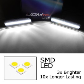 iJDMTOY 4pc Set Black-Out Smoked Lens All White Full LED Strip Front/Rear Side Marker Light Kit Compatible with 2001-2005 Lexus IS300 (Altezza XE10)