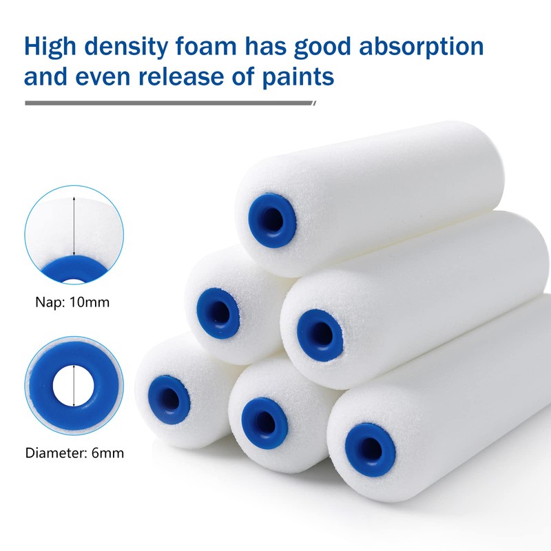 Mister Rui Foam Paint Roller, 30 Pack, 4 Inch Small
