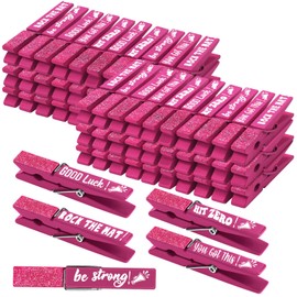 Kigeli 60 Pcs Spirit Clips Cheer Pins Cheerleader Gifts Clothes Pins For Backpacks Competition Glittered For Team Cheer Gifts Stuff Supplies Party Favors Accessories Bulk(Pink)