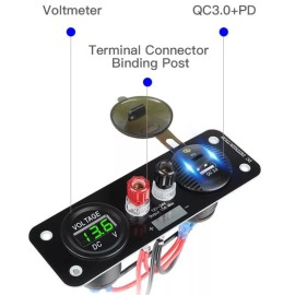 Wiredco Quick Charge QC3.0 & PD Charger USB “C” Voltmeter & Terminal Connector 2X Banana