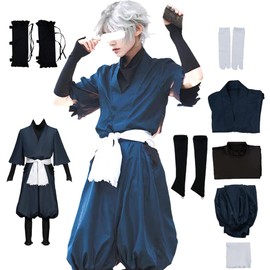 Jigoku Raku Sagiri Yamada Cosplay Gabimaru Cosplay Outfit Yuzuriha Uniform Kimono Full Set(blue,2XL)