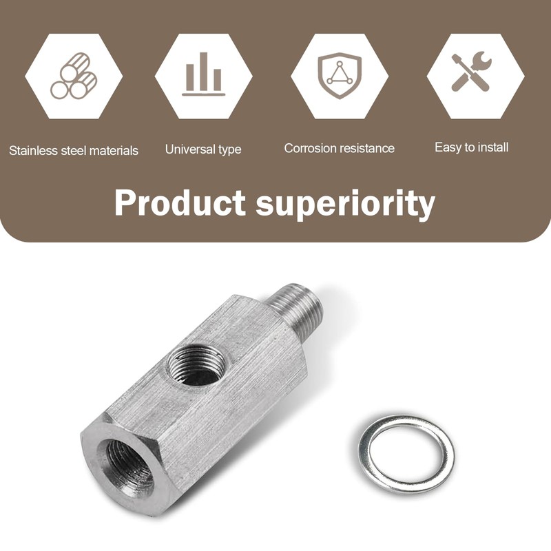 MLY 1 PC 1/8 NPT Tee Oil Pressure Sensor Adapter,
