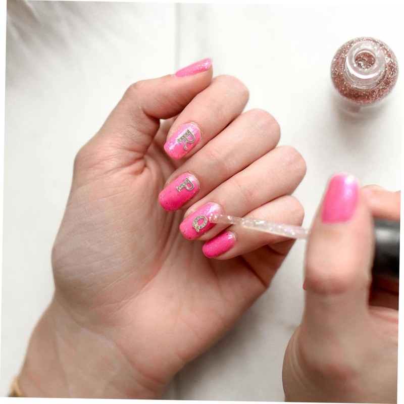 Outanaya 1set Rhinestone Nail Charms Letter Shape Manicure Decorations for