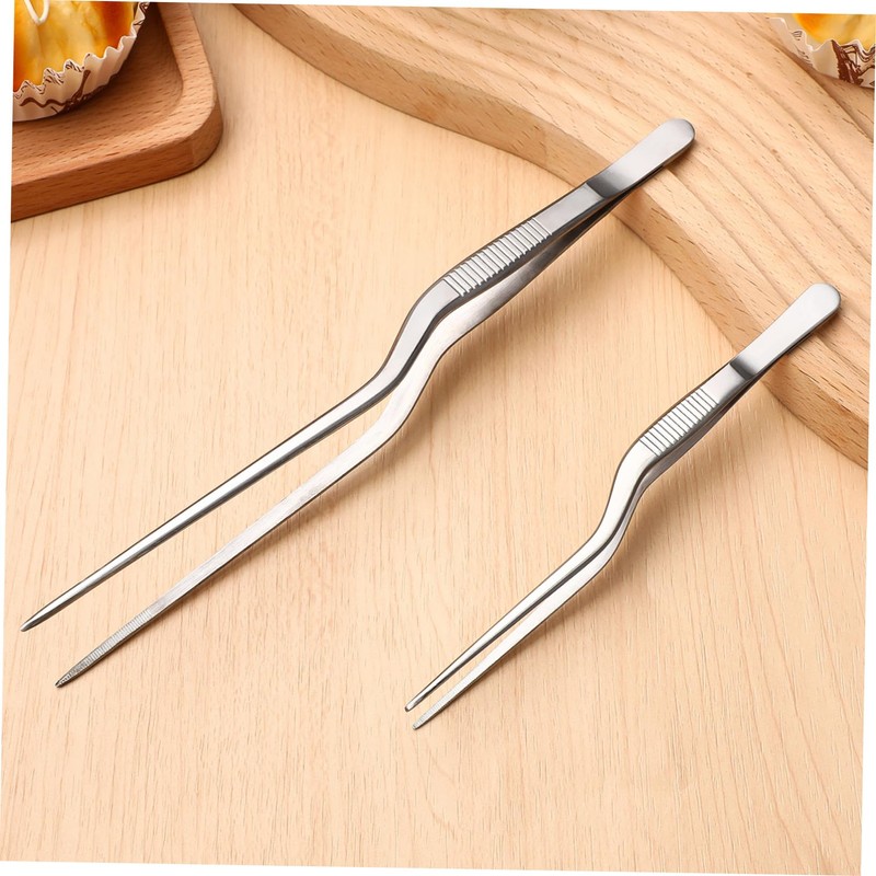 OHPHCALL 2pcs Stainless Steel Fish Bone Tweezers Kitchen Tweezers for