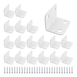 bociloy 24PCS White Stainless Steel 90 Degree Right Angle Bracket, 0.9x1.24(23x31.5mm) L Shape Corner Brace Supports, Heavy Duty Shelf Brackets for Wood Furniture Cabinet
